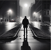 A person standing on a wet street</p>
<p>AI-generated content may be incorrect.