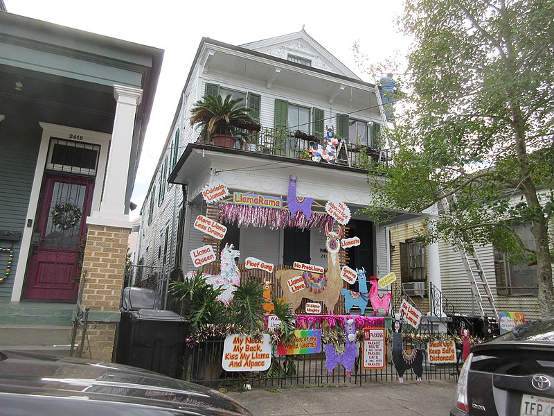 House floats in front of Faubourg Marigny, New Orleans, 2 February 2021