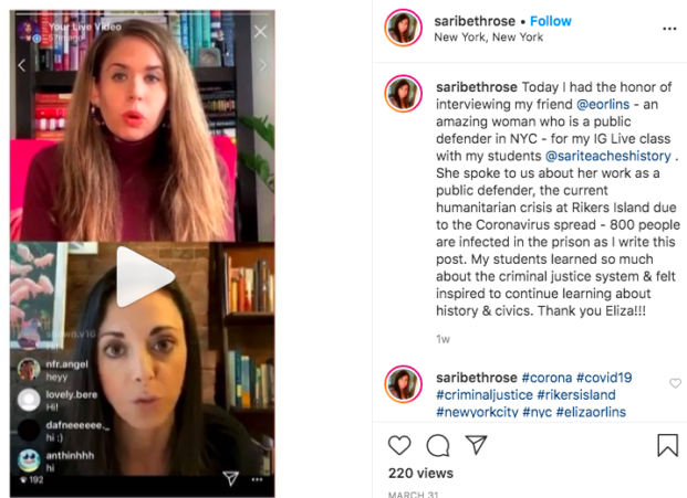 Teaching in the Age of Coronavirus: instagram interview