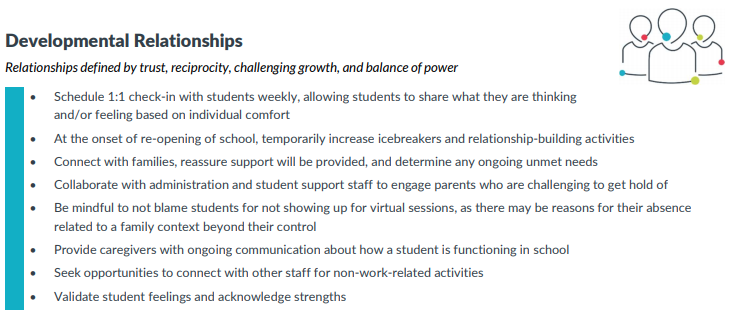 developmental relationships in a school crisis plan