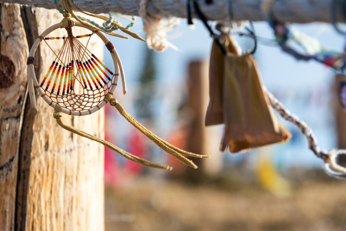 Native American Heritage Month - A Dreamcatcher blows in the wind at Medicine Wheel National Historic Landmark in Wyoming