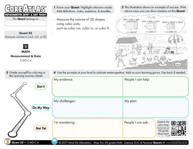 CoreAtlas Entry/Exit Ticket: Measure volume in cm3, in3, or ft3 (5th grade)