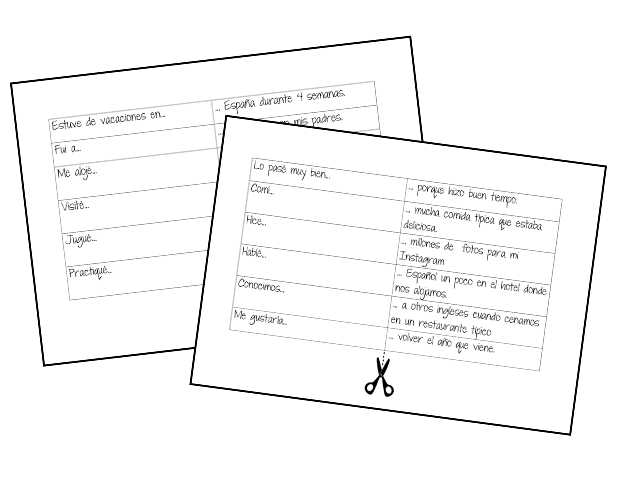 Las vacaciones - match up activity (Reading)